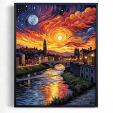 Impressionist Landscape Wall Art Print Artwork For Lounge Sunset Over River Art