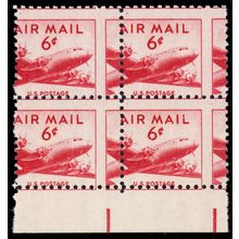 C39, Mint NH 6¢ RARE Airmail Misperf Freak Error Block of Four - Stuart Katz