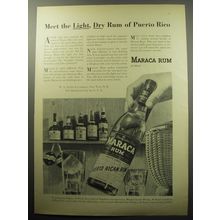 1954 Maraca Rum Ad - Meet the light, dry rum of Puerto Rico