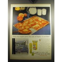 1957 Chef Boy-ar-dee Pizza Pie Mix Ad - Enjoy the tangiest pizza