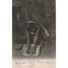 Zulu Woman Grinding Mealies Cookery Antique African Postcard
