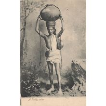 A Toddy Seller Antique Indian Market Trader Postcard