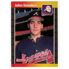 1989 Donruss John Smoltz rookie baseball card #642 – *denotes