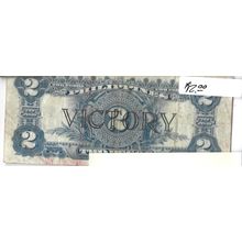 1922 Philippines 2 Pesos Bill Victory over stamped AU