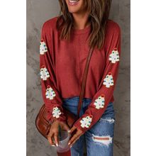 Red Christmas Tree Patch Long Sleeve Casual Top