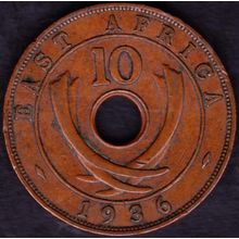 1936 Kenya (East Africa) 10 Cents Coin Edward VIII