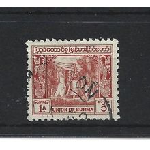 Burma.SG103 1a Bell,Mingun Pagoda (Red).Fine Used.Jul25e