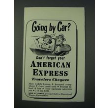 1948 American Express Travelers Cheques Ad - Going by Car?