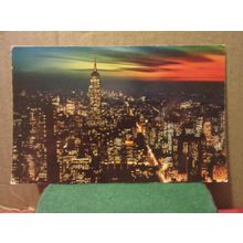 LOOKING SOUTH BY NIGHT , NEW YORK CITY, USA unused postcard =