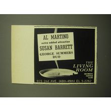 1960 The Living Room Club Ad - Al Martino Extra added attraction Susan Barrettt