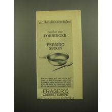 1960 Fraser's Porringer & Feeding Spoon Ad - For that shiny new infant