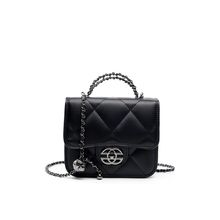 Women Genuine Leather Cute Tote Handbags Crossbody Bag with Long Strap Black