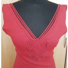 H&M Embroidery Midi Long V-neck Red Dress Size 8 UK