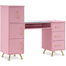 Barberpub Manicure Table, Nail Makeup Desk with Drawers, Storage Beauty Salon Wo