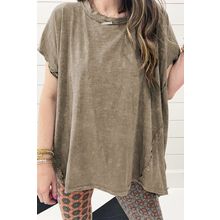 Sage Green Vintage Washed Short Dolman Sleeve Oversized T Shirt