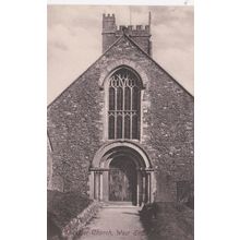 ED 387 DUNSTER CHURCH. WEST END . PRINTED POSTCARD