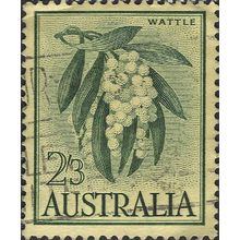 AUSTRALIA, FLOWER, Black Wattle, green on yellow 1959, 2/3, #5