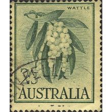 AUSTRALIA, FLOWER, Black Wattle, green on yellow 1959, 2/3, #4