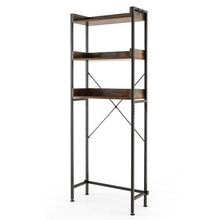 Over The Toilet Storage Rack with Hooks and Adjustable Bottom Bar-Gray