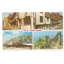 OLD HASTINGS, SUSSEX. used vintage postcard 1964 postmark.. =