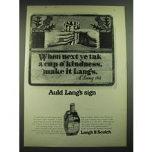 1968 Lang's 8 Scotch Ad - When next ye tak a cup o'kindness, make it Lang's.
