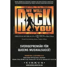 Queen We Will Rock You Rare Sweden 2010 Theatre Premiere Postcard