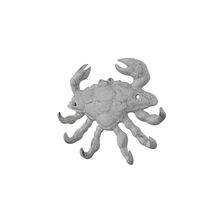 Pack Of 2] Whitewashed Cast Iron Decorative Crab with Six Metal Wall Hooks 7""