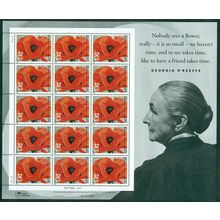Georgia O'Keeffe Full Sheet of Fifteen 32 Cent Postage Stamps Scott 3069
