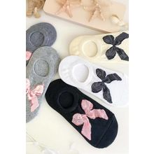 Gray Bow Knot Soft No Show Socks