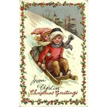 Art CHRISTMAS GREETINGS Embossed Tuck Oilette Postcard (C 521)