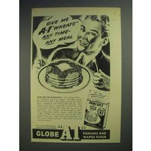 1944 Globe A1 Pancake and Waffle Flour Ad - Any Time