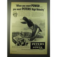 1954 Dupont Peters High Velocity Shotgun Shells Ad - When you want power