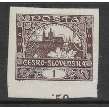 CZECHOSLOVAKIA 1919 1H BROWN H RADCANY PRAGUE IMPERF SG 3 M MINT