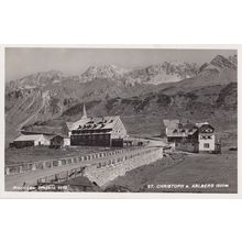 St Christoph Church Arlberg Swiss Real Photo Postcard & Official Old Stamp Frank