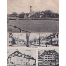 Gruss Grub Aus Waal Farmland River 2x Old German Postcard