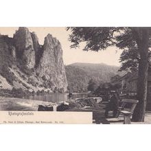 Man On Bench At Rheingrafenstein Old German POstcard
