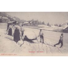 Adelboden Die Hotels Skiing Snow Comic Old Switzerland Postcard