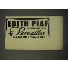 1956 Versailles Restaurant Ad - Edith Piaf at Dinner and Supper