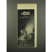 1956 Marcel Franck Atomizer Ad - The finest atomizers in the world