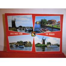 multiview, THE NORFOLK BROADS used postcard 1991 postmark by Palgrave #