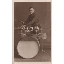Welsh Military Drummer Army Antique Port Talbot Postcard
