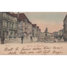 Gruss aus Bayreuth der Markt German Old 1904 Postcard