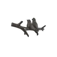 Pack Of 2] Cast Iron Birds on Branch Decorative Metal Wall Hooks 8""
