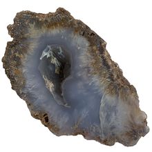 Blue Sagenite Agate Sagenitic Chalcedony Yellow Dendritic Acicular Inclusions 4"