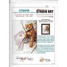 Island Art CS-312 Cougar Counted Cross Stitch Chart Studio Needlework 10.9x15.8”