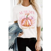 White Autumn Girly Thanksgiving Bowknot Pumpkin Graphic T Shirt