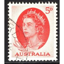 AUSTRALIA 1963/65: QUEEN ELIZABETH II DEFINITIVES - 5d RED USED (G1)