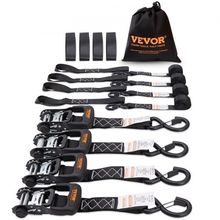 Ratchet Tie Down Straps (4PK), 5208 lb Max Break Strength, Includes 4 Premiu...