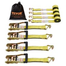 Ratchet Tie Down Straps (4PK), 5000 lb Break Strength, Double J Hook Include...