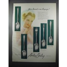 1953 Heirloom Sterling Silverware Ad - Damask Rose